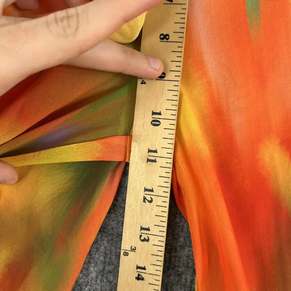 Bananhot Pants XS Lily Sunrise Chiffon Tie Waist Flare Multi Beach Resort Pool - Picture 10 of 14